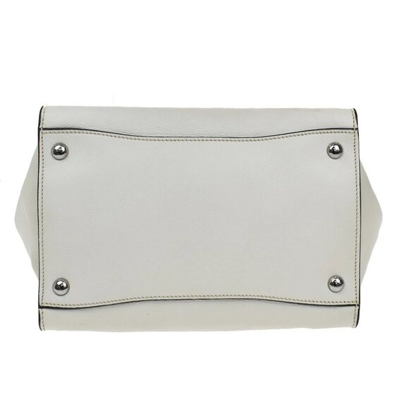 PRADA Logo 2Way Shoulder Hand Bag Glace Calf Leather White Talco 428-082525 - Picture 5 of 16